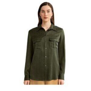 Lilysilk 22MM Mulberry Silk Blouse, Green, Small, NWT!